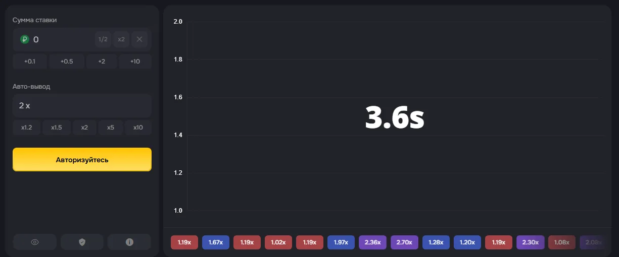 Раунд Crash на money-x.casino: график множителя, авто-вывод и история коэффициентов